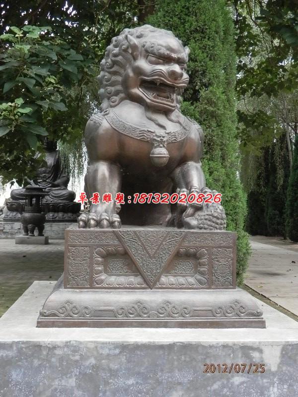 銅雕北京獅，看門獅子雕塑 (1)