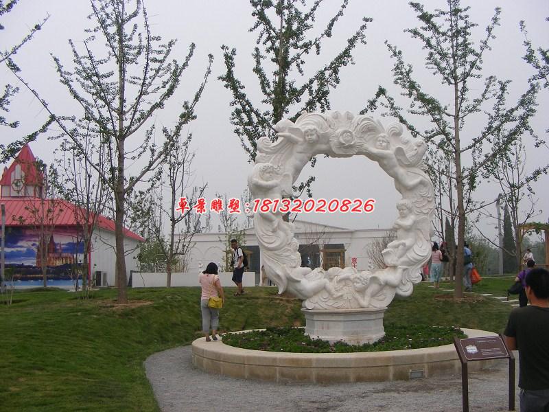 西方小孩石雕，漢白玉景觀石雕