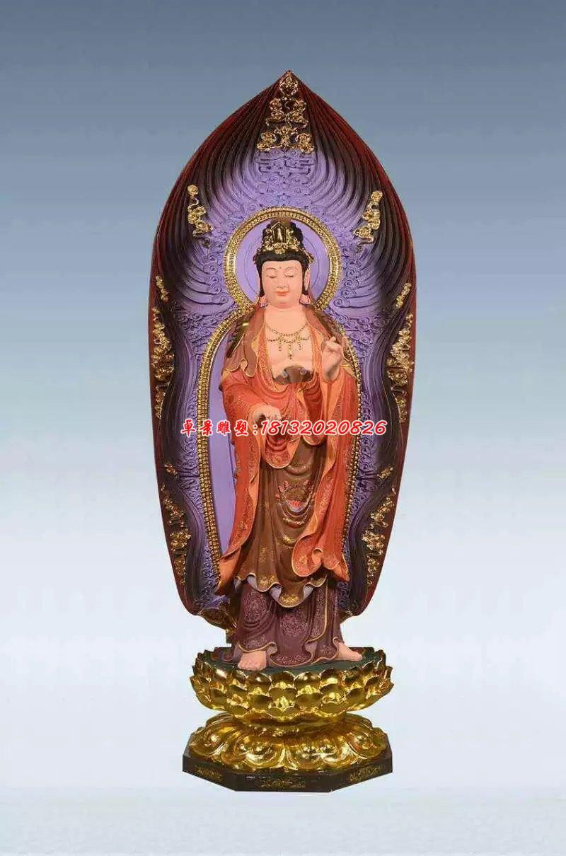 彩繪佛像雕塑，銅雕東方三圣 (3)