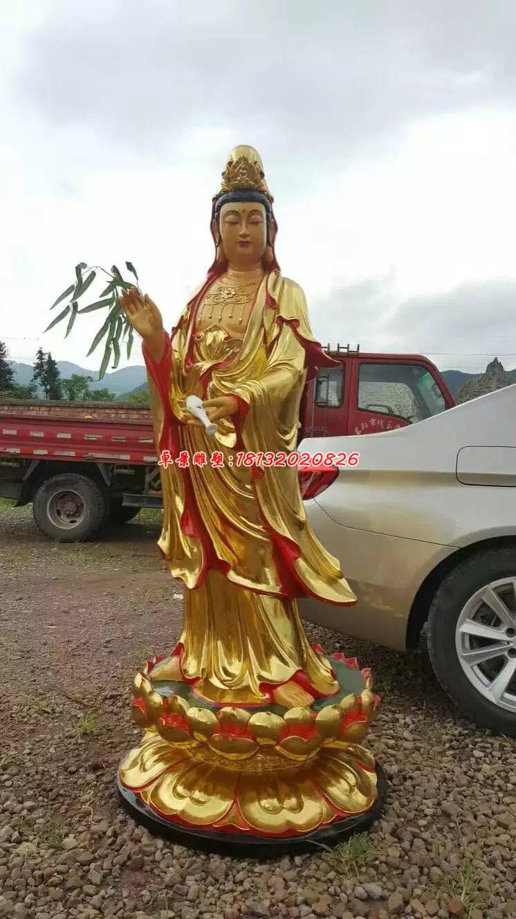 貼金佛像雕塑，西方三圣銅雕 (1)