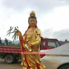 貼金佛像雕塑，西方三圣銅雕