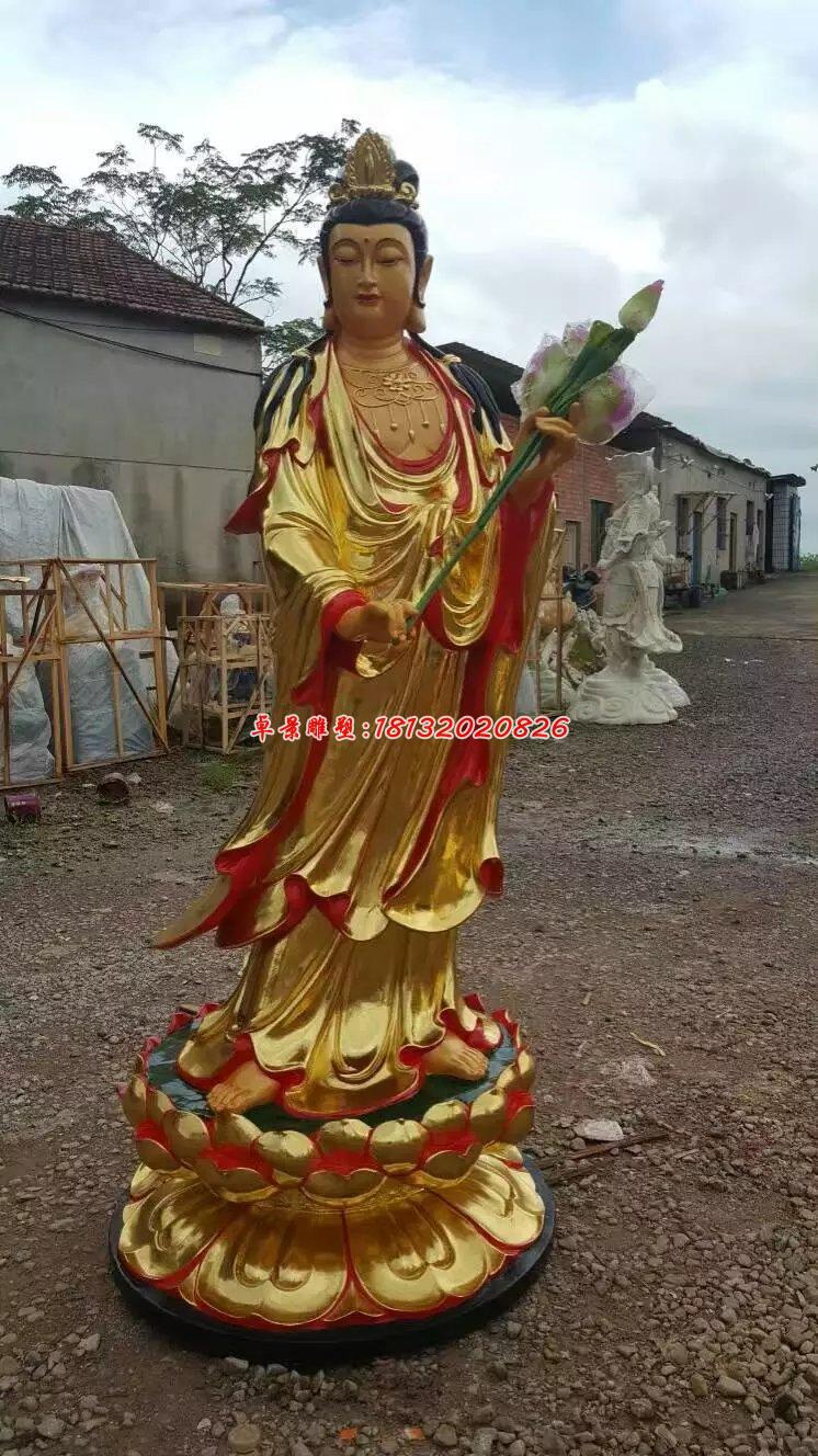 貼金佛像雕塑，西方三圣銅雕 (2)