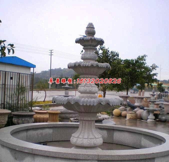 石雕噴泉，大理石三層噴泉雕塑