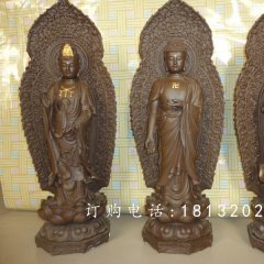 東方三圣銅雕，鑄銅東方三圣雕塑，西方三圣銅雕
