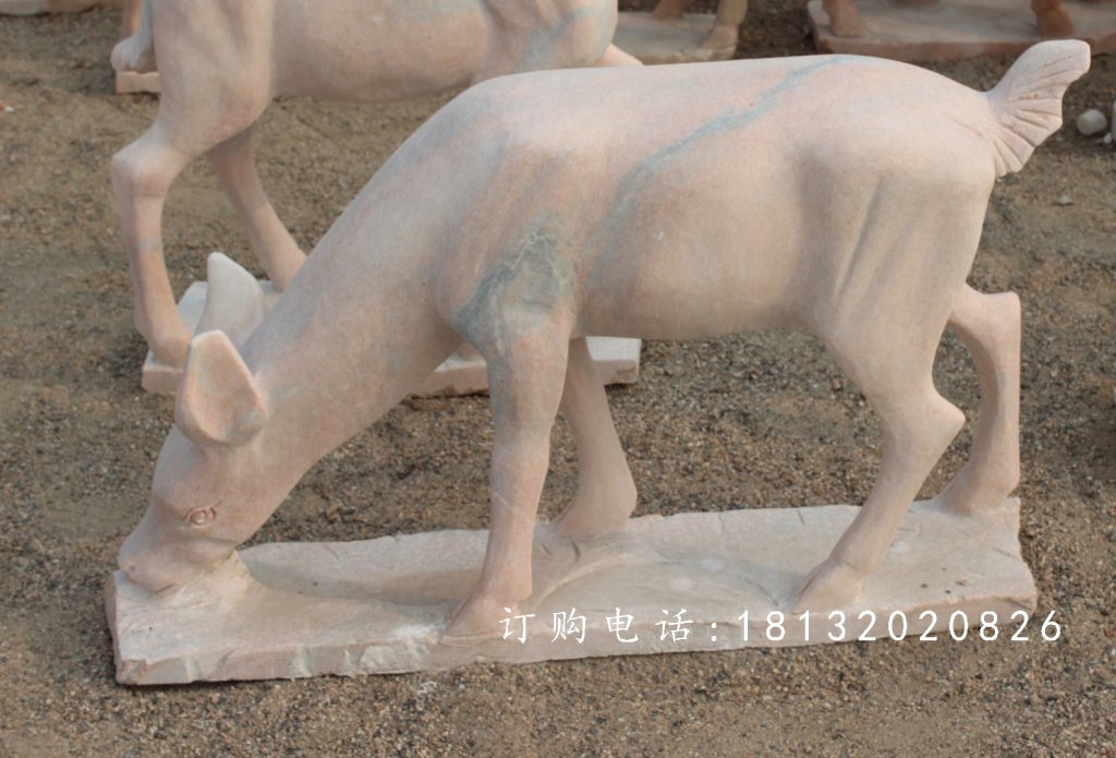 小鹿石雕，晚霞紅小鹿石雕 (2)