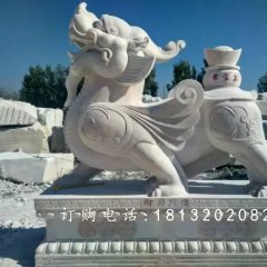 貔貅石雕，漢白玉貔貅雕塑，神獸石雕