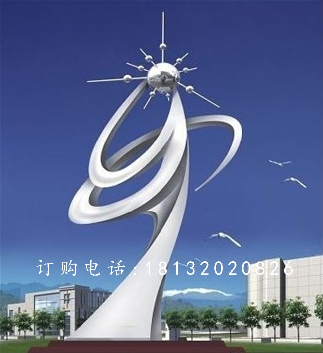 不銹鋼升騰雕塑，不銹鋼企業(yè)抽象雕塑