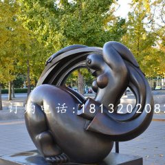 抽象女人銅雕，公園抽象人物銅雕