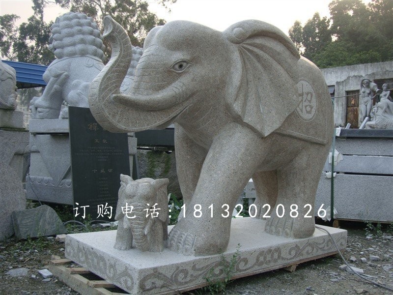 大象石雕，大理石大象雕塑 (8)