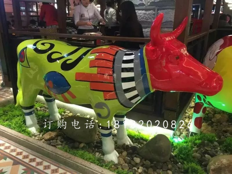玻璃鋼小牛，彩繪玻璃鋼動物雕塑 (5)