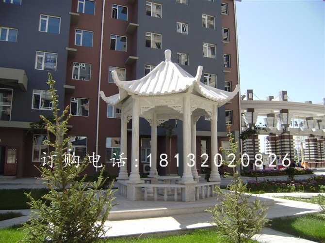 漢白玉石雕涼亭，小區(qū)石涼亭雕塑 (3)