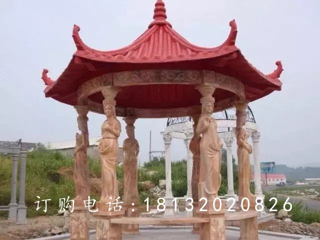 石雕涼亭，公園景觀雕塑 (7)