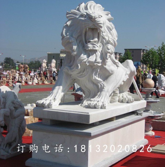 石雕獅子，石雕動(dòng)物雕塑 (2)