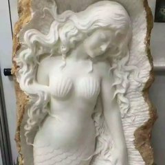 美人魚石雕，漢白玉人物石雕
