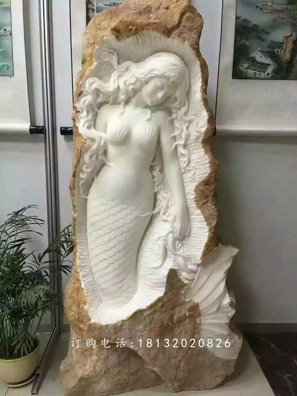 美人魚石雕，人物石雕 (2)