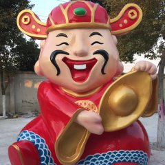 玻璃鋼卡通財(cái)神，卡通玻璃鋼雕塑