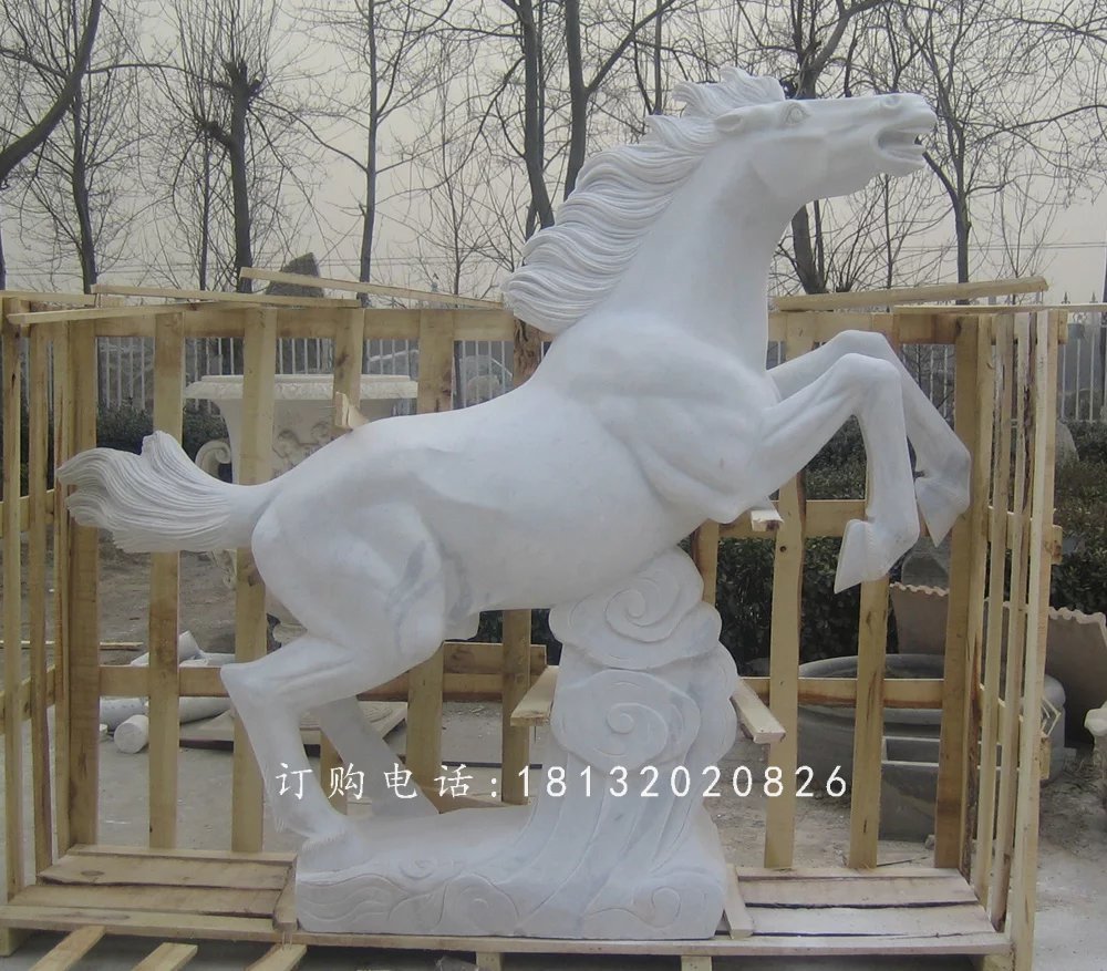 漢白玉石雕馬，廣場(chǎng)石馬雕塑 (1)