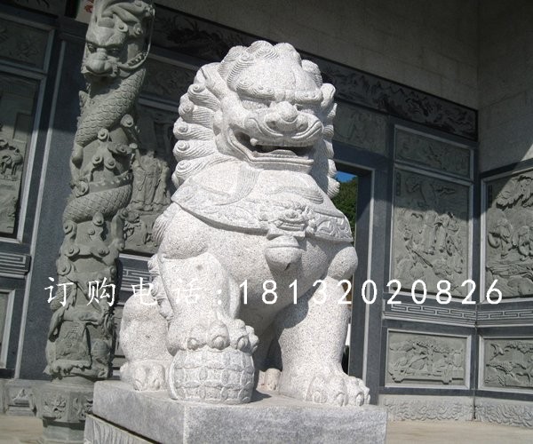 漢白玉石獅子雕塑，石獅子雕塑