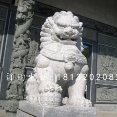漢白玉石獅子雕塑，石獅子雕塑