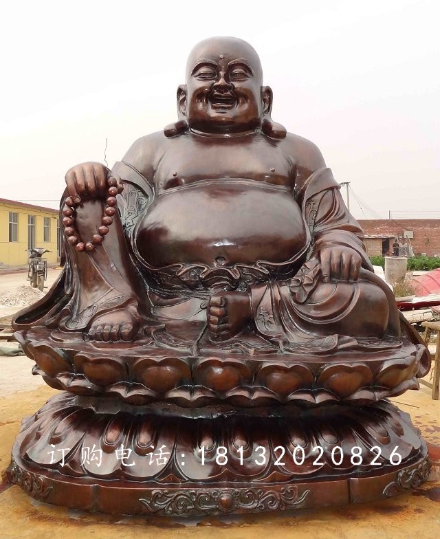 大肚彌勒佛銅雕,紫銅佛像雕塑