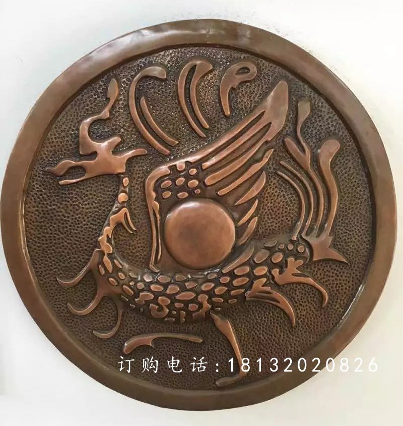 黃銅浮雕，古代神獸銅浮雕