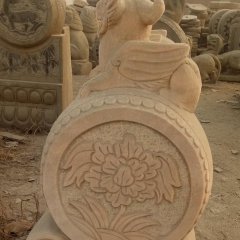 門墩石雕，晚霞紅抱鼓石