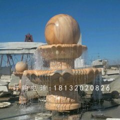 風(fēng)水球噴泉石雕，晚霞紅噴水球