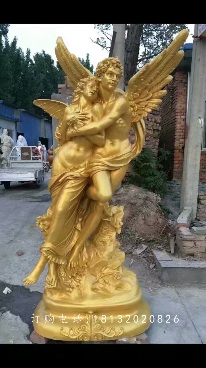 玻璃鋼愛神雕塑，西方情侶雕塑 (3)