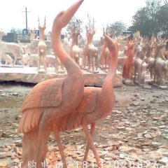 丹頂鶴雕塑，晚霞紅仙鶴動(dòng)物石雕