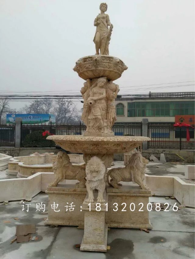 黃銹石噴泉雕塑,組合噴泉石雕