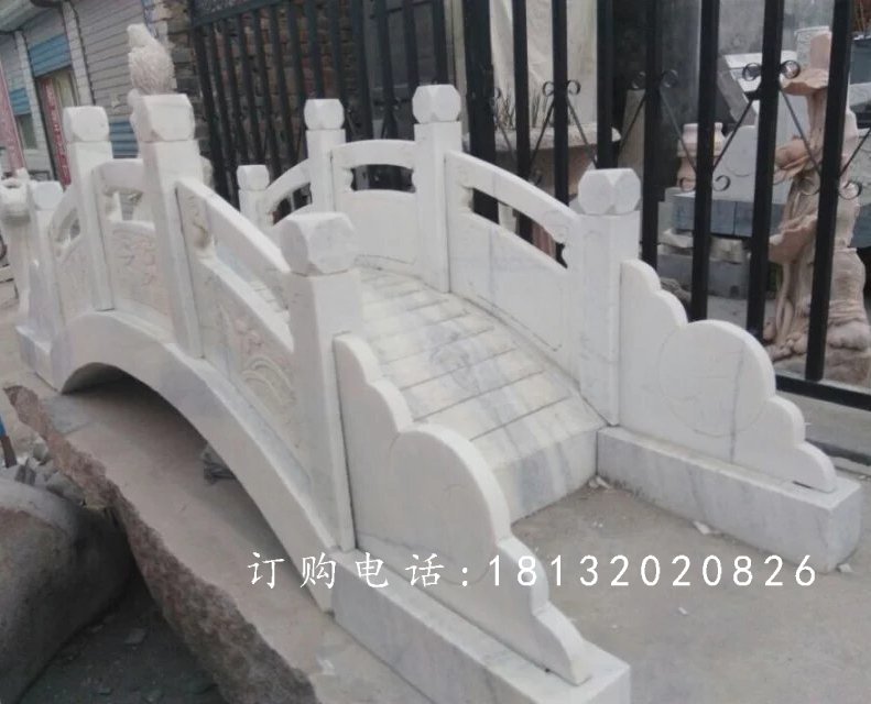 漢白玉小橋石雕,石拱橋雕塑 (1)