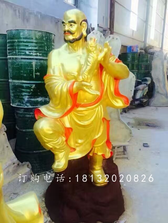 十八羅漢雕塑，玻璃鋼貼金羅漢 (2)