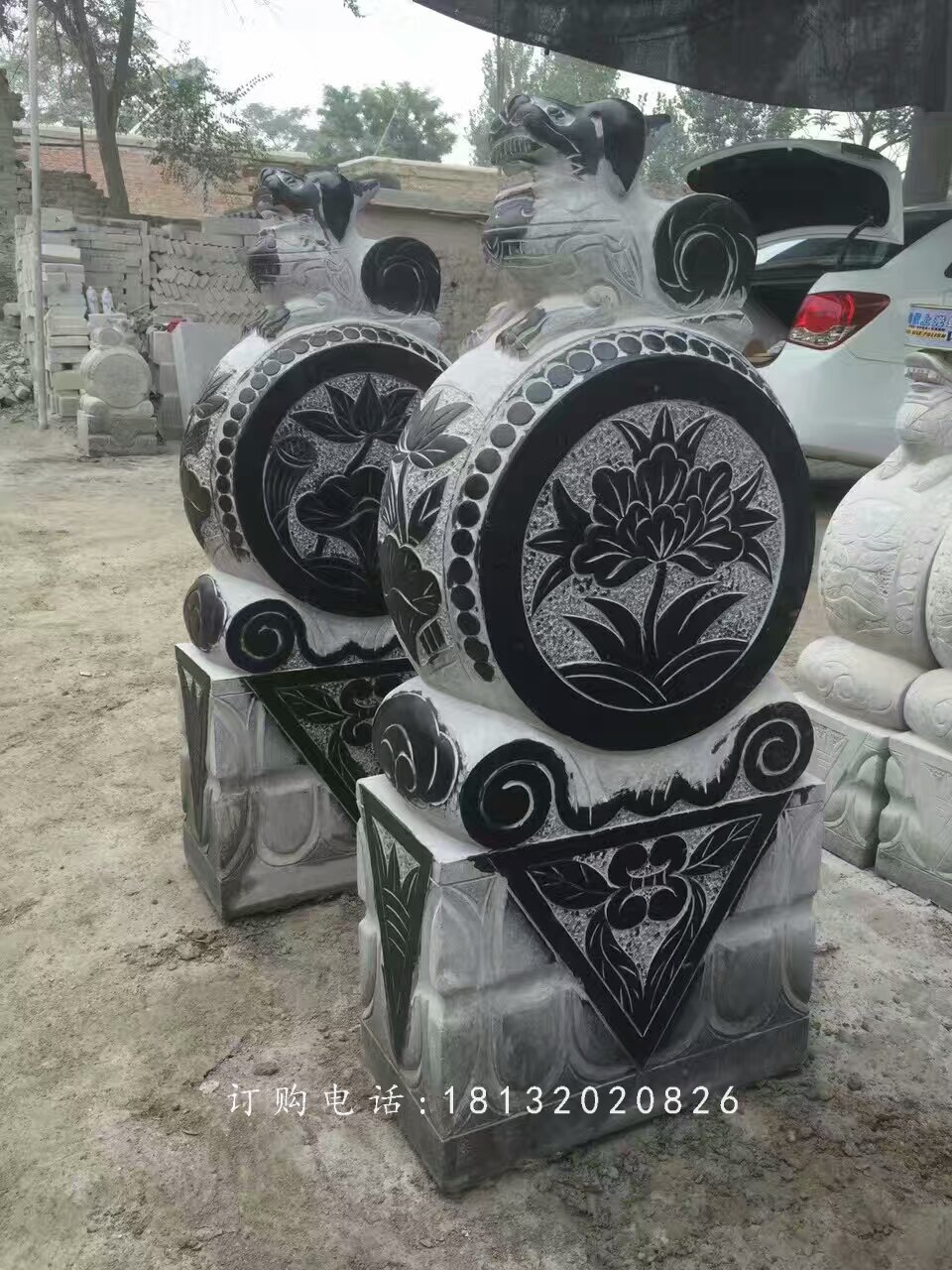 仿古門(mén)墩石雕，荷花門(mén)墩雕塑 (4)