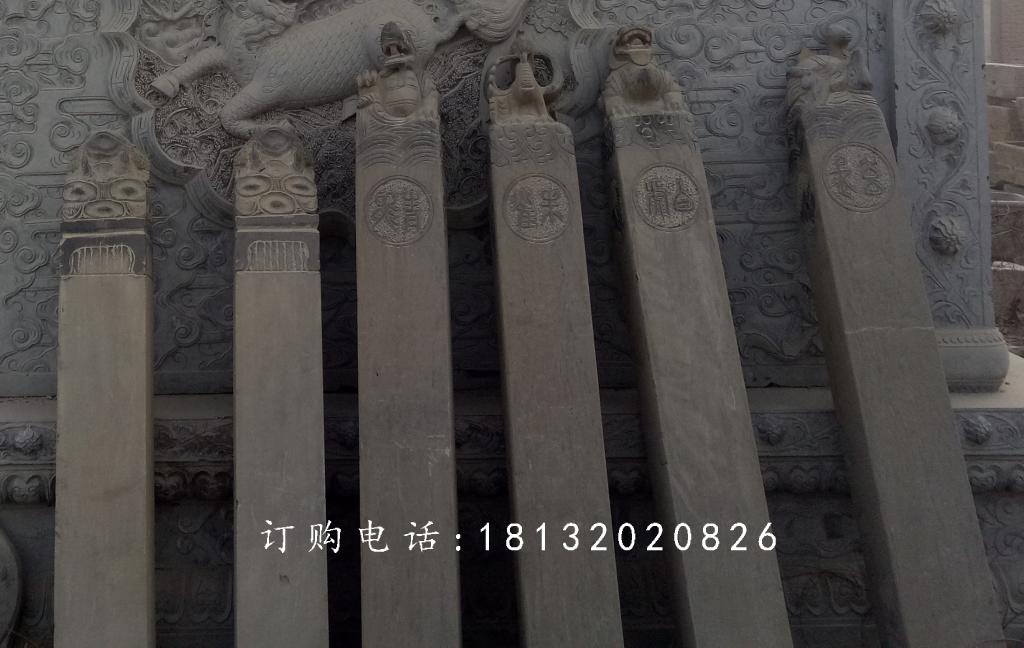 青石拴馬柱雕塑，仿古拴馬柱石雕