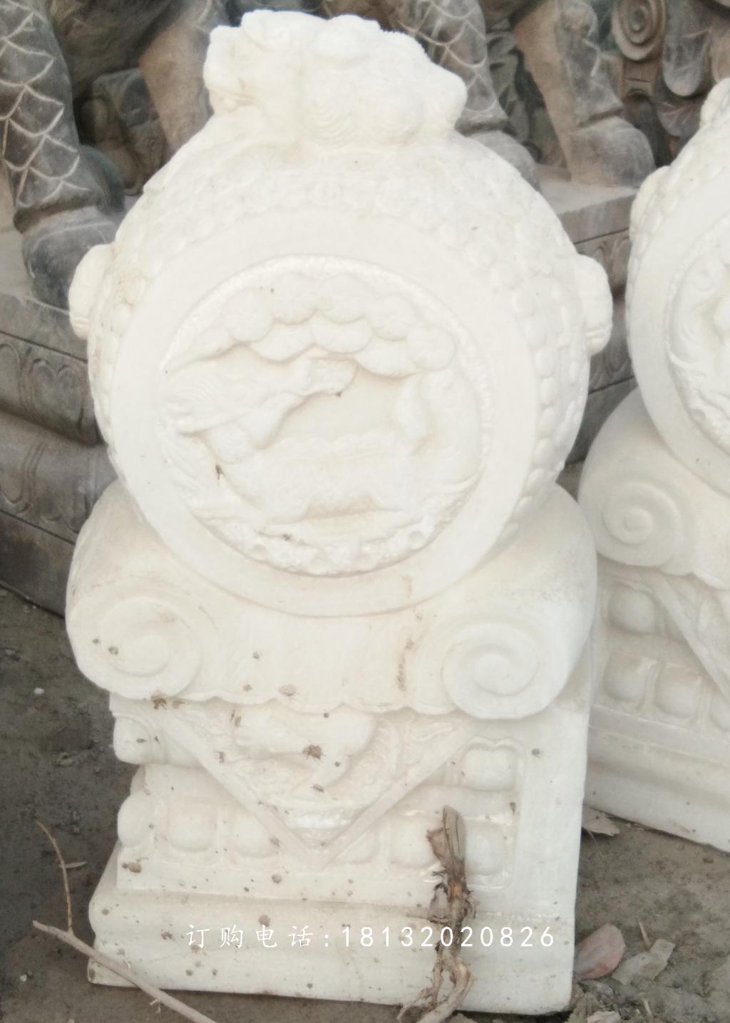 漢白玉門墩,抱鼓石雕塑
