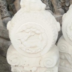 漢白玉門墩，抱鼓石雕塑