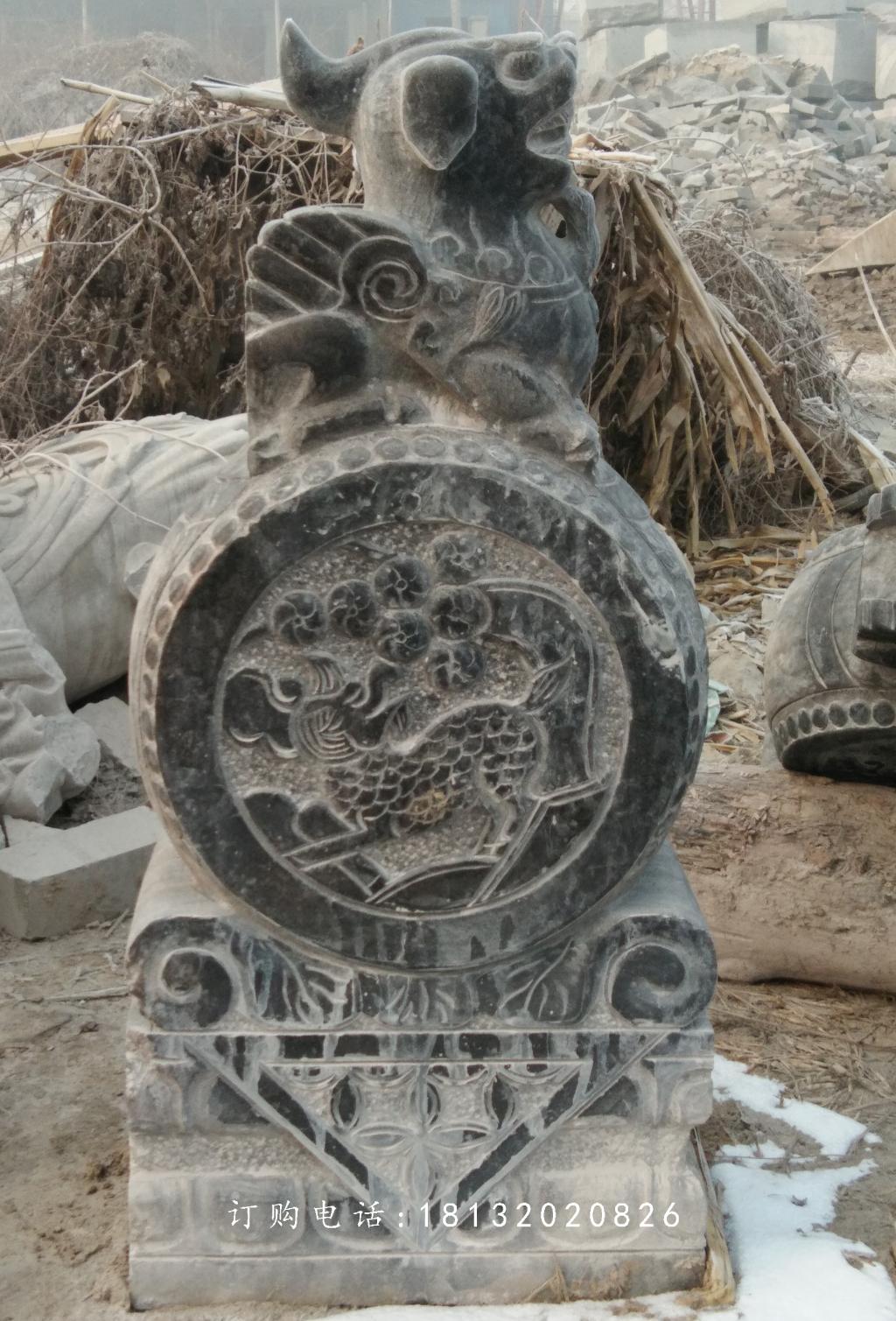 青石門墩，仿古抱鼓石