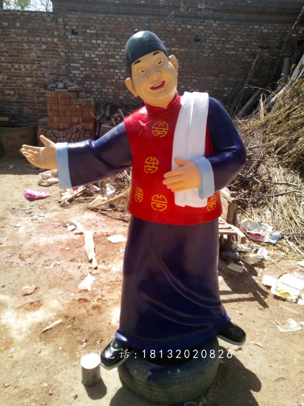 店小二雕塑，玻璃鋼人物雕塑 (2)