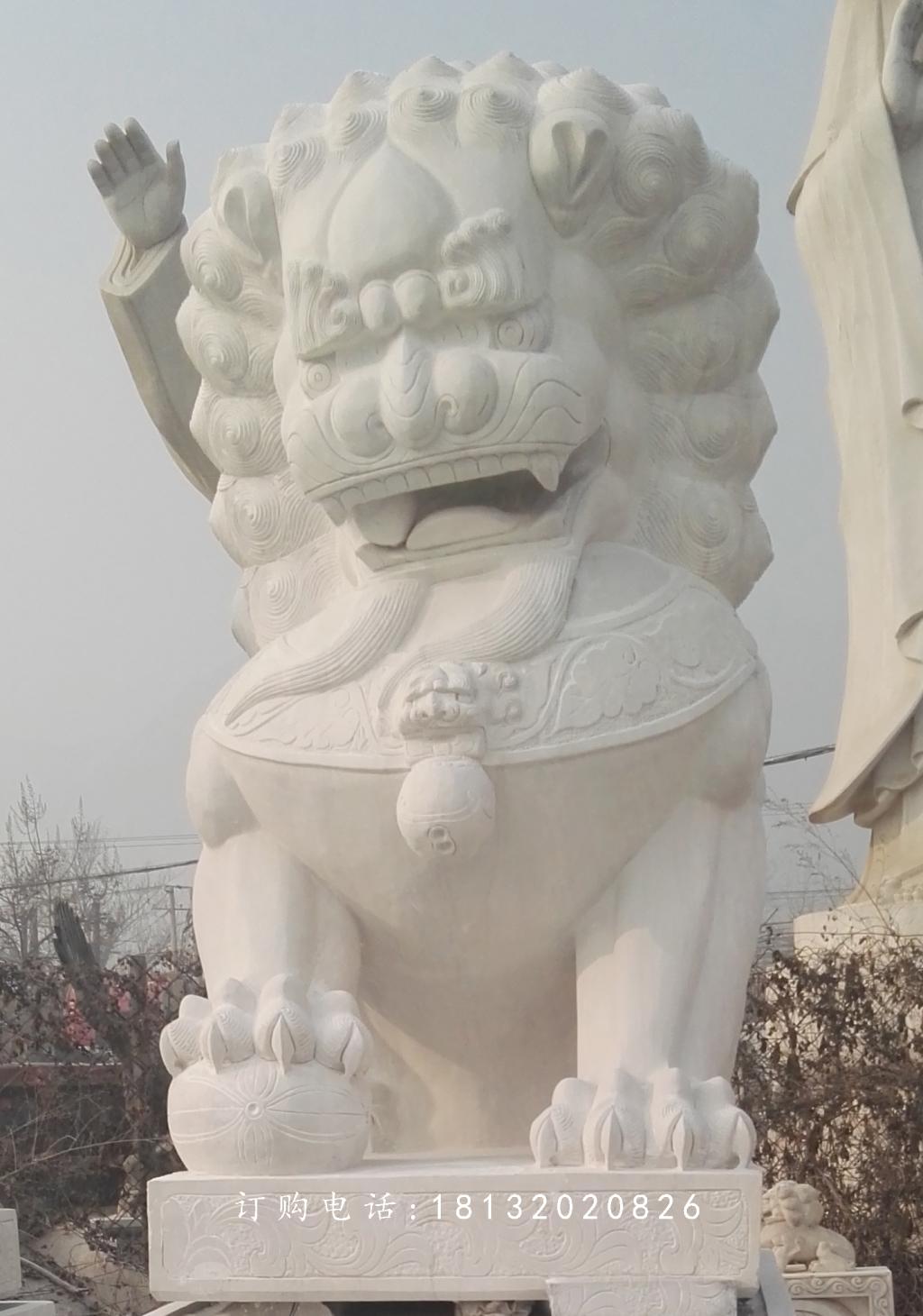 漢白玉獅子雕塑，漢白玉北京獅子 (2)