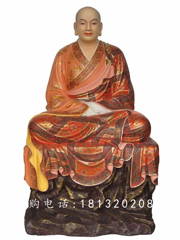 坐式佛像雕塑，玻璃鋼十八羅漢 (1)