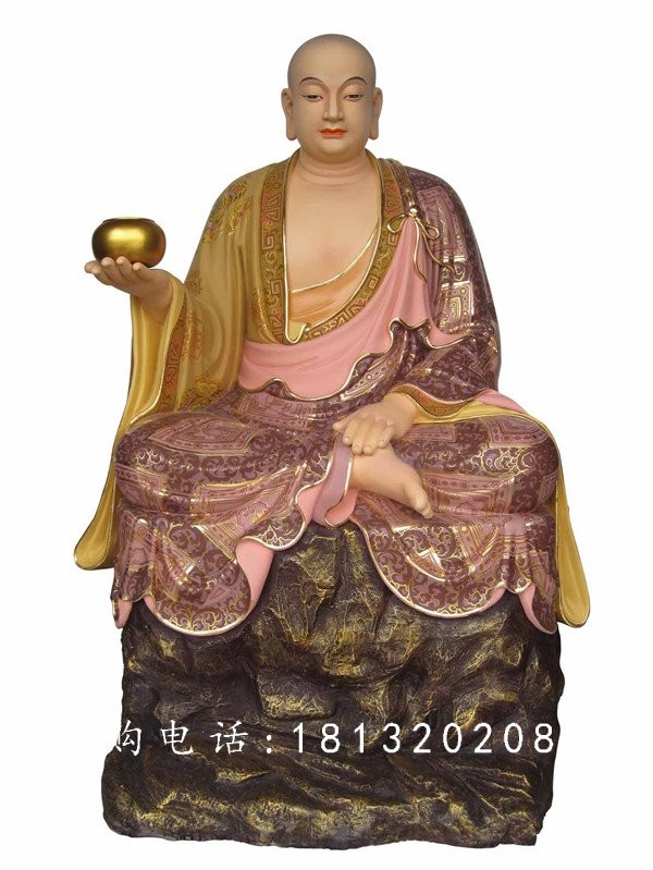 坐式佛像雕塑，玻璃鋼十八羅漢 (4)