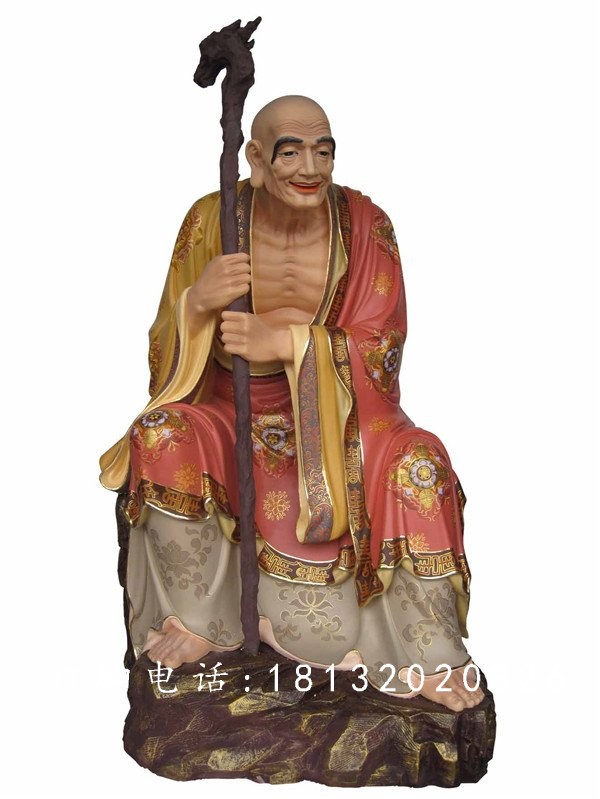 坐式佛像雕塑，玻璃鋼十八羅漢 (7)