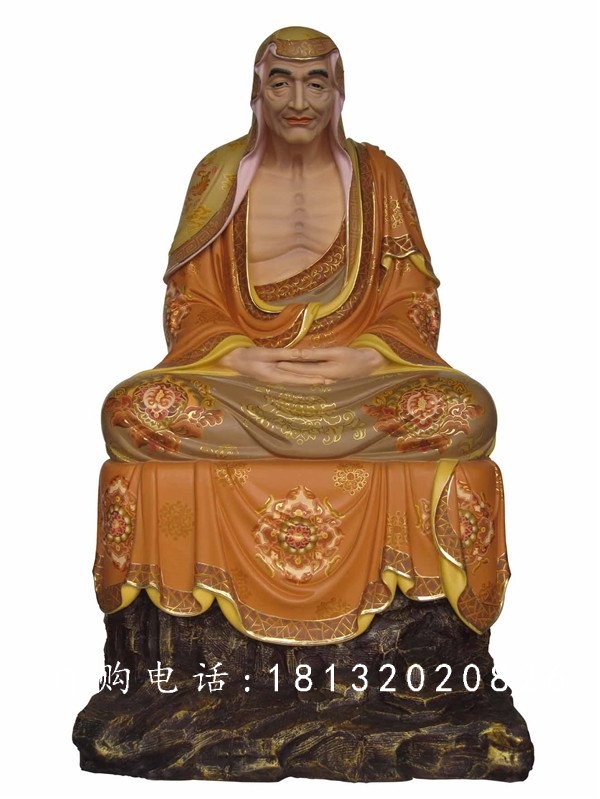 坐式佛像雕塑，玻璃鋼十八羅漢 (8)