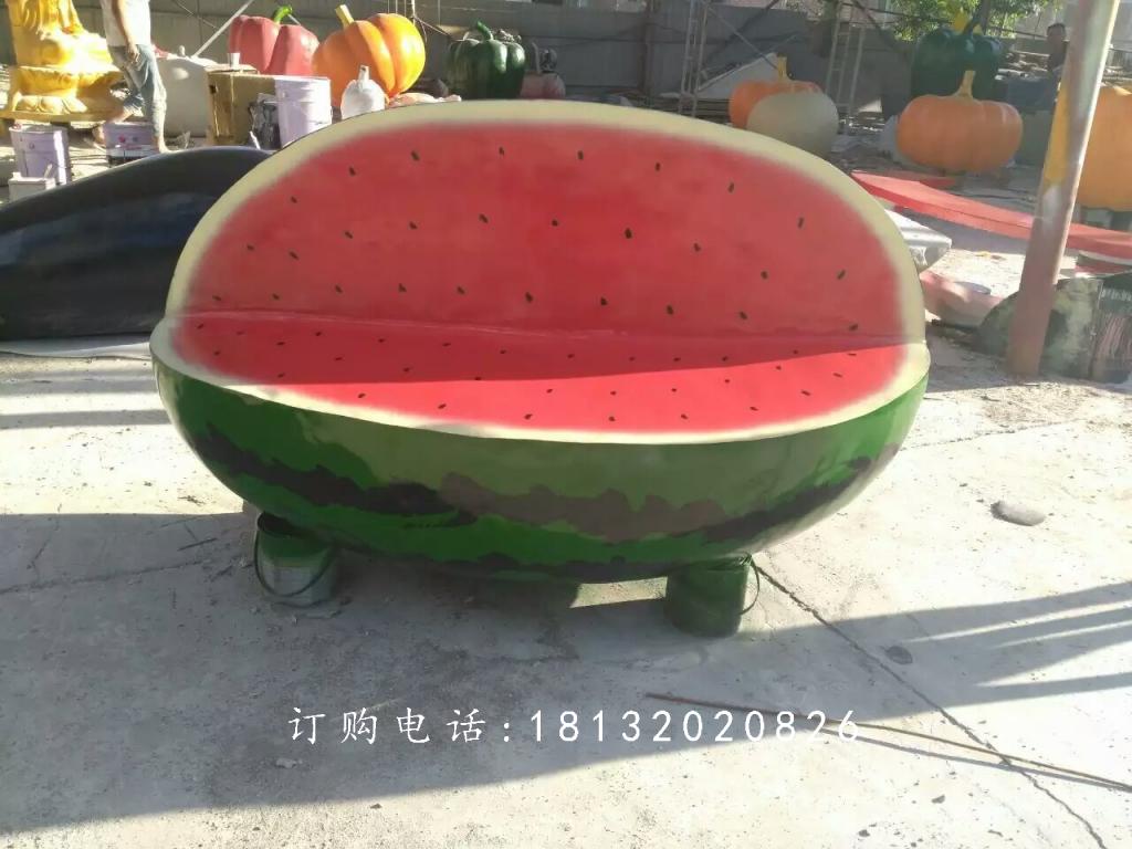 西瓜雕塑,玻璃鋼仿真水果雕塑 (1)