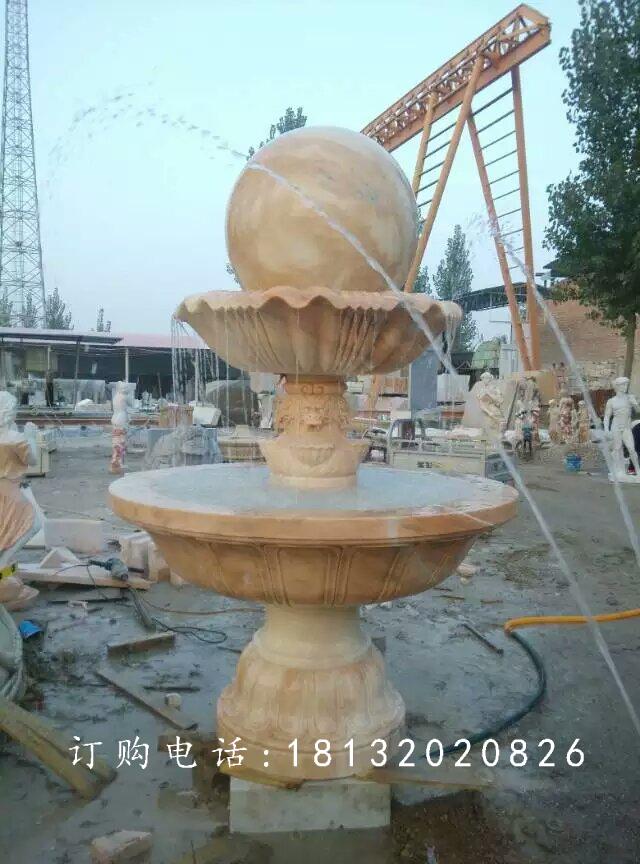 風(fēng)水球噴泉雕塑,晚霞紅風(fēng)水球石雕