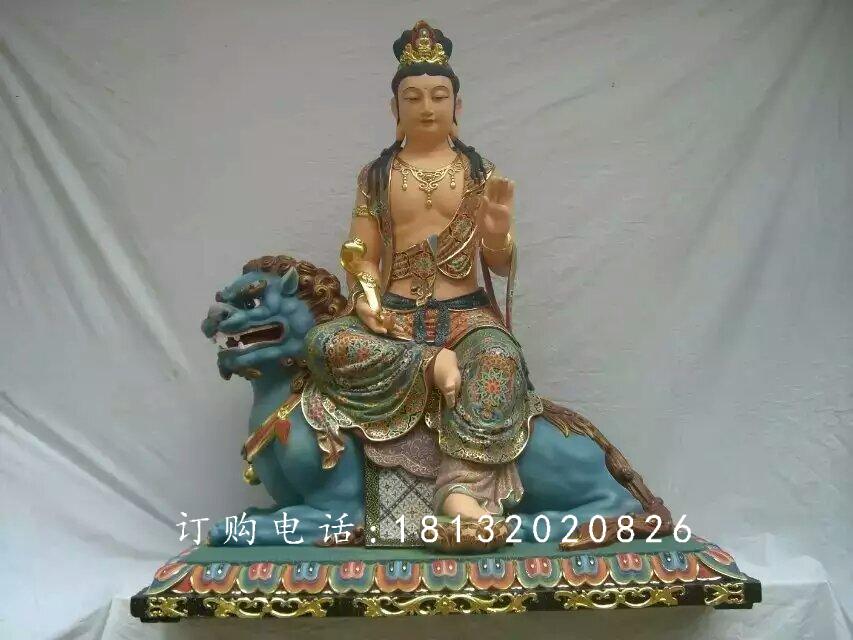 文殊菩薩雕塑，玻璃鋼彩繪佛像