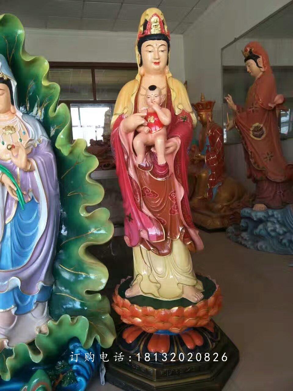 送子觀音雕塑，玻璃鋼觀音菩薩