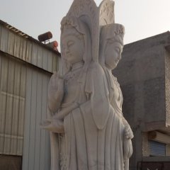 三面觀音石雕，大理石立式觀音