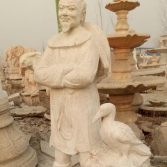 漁翁得利石雕，公園小品石雕