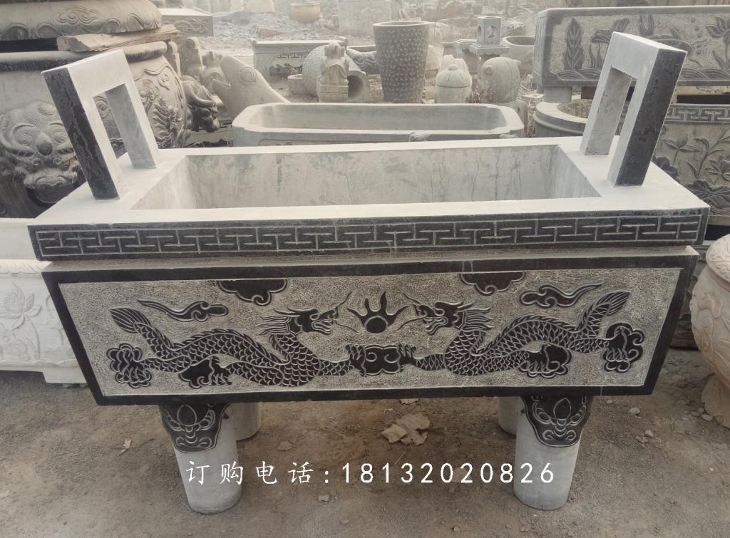石雕香爐，青石香爐，寺廟方形香爐 (1)